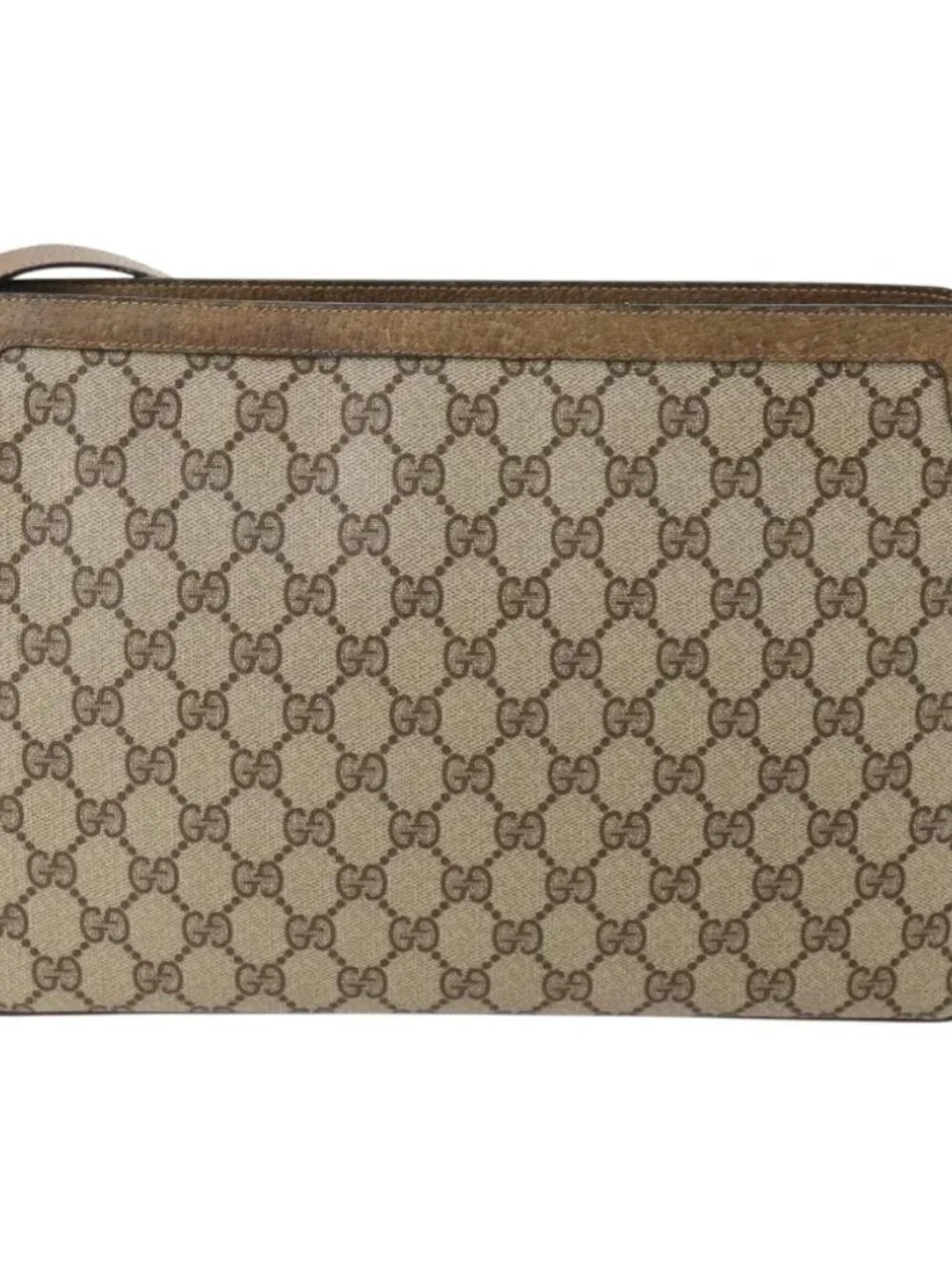 GUCCI GG Supreme Web Sherry Line Bag PVC Beige Gold 14 02 013 Auth INZ070
